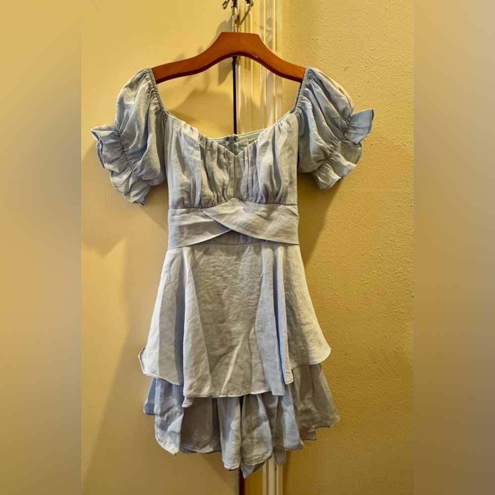 Light Blue Flowy Shorts Romper - Size Small